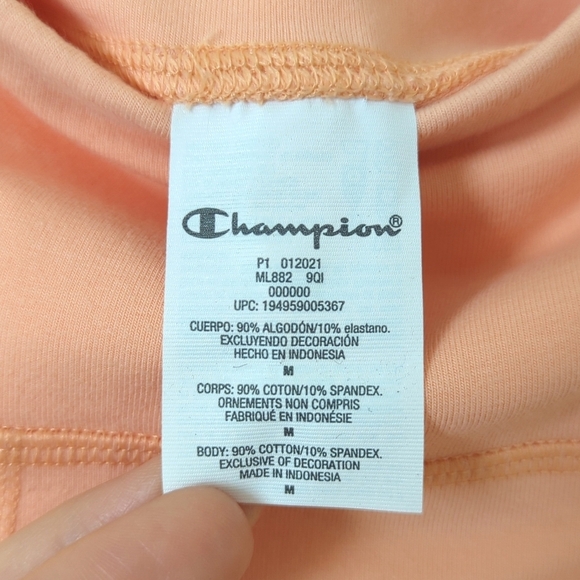 Champion Everyday Classic Cotton High Waisted Soft Bike Shorts Peach Orange M - Picture 6 of 11